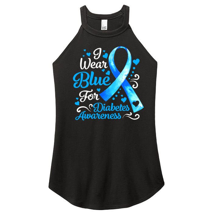 I Wear Blue For Diabetes Awareness Blue Ribbon Womens Women's Perfect Tri Rocker Tank