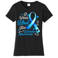 I Wear Blue For Diabetes Awareness Blue Ribbon Womens Women's T-Shirt