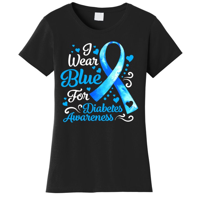 I Wear Blue For Diabetes Awareness Blue Ribbon Womens Women's T-Shirt