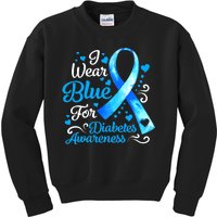 I Wear Blue For Diabetes Awareness Blue Ribbon Womens Kids Sweatshirt