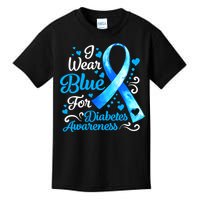 I Wear Blue For Diabetes Awareness Blue Ribbon Womens Kids T-Shirt