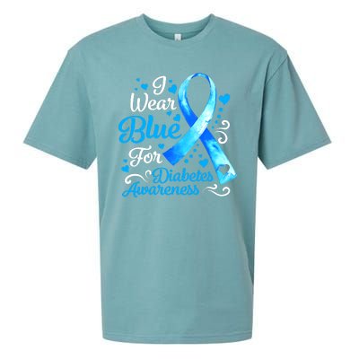 I Wear Blue For Diabetes Awareness Blue Ribbon Womens Sueded Cloud Jersey T-Shirt