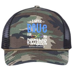 I Wear Blue For My Brother Autism Awareness Acceptance Gift Retro Rope Trucker Hat Cap