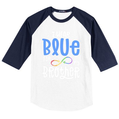 I Wear Blue For My Brother Autism Awareness Acceptance Gift Baseball Sleeve Shirt