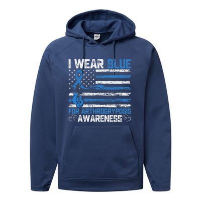 I Wear Blue For Arthrogryposis Awareness Month Performance Fleece Hoodie