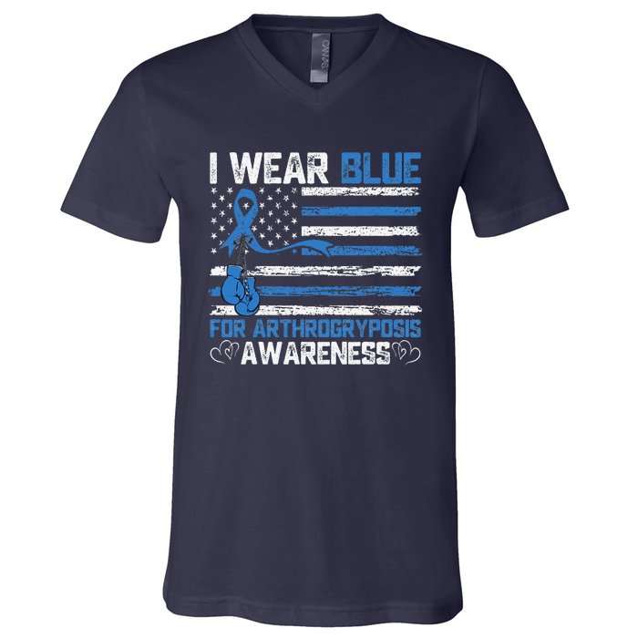 I Wear Blue For Arthrogryposis Awareness Month V-Neck T-Shirt