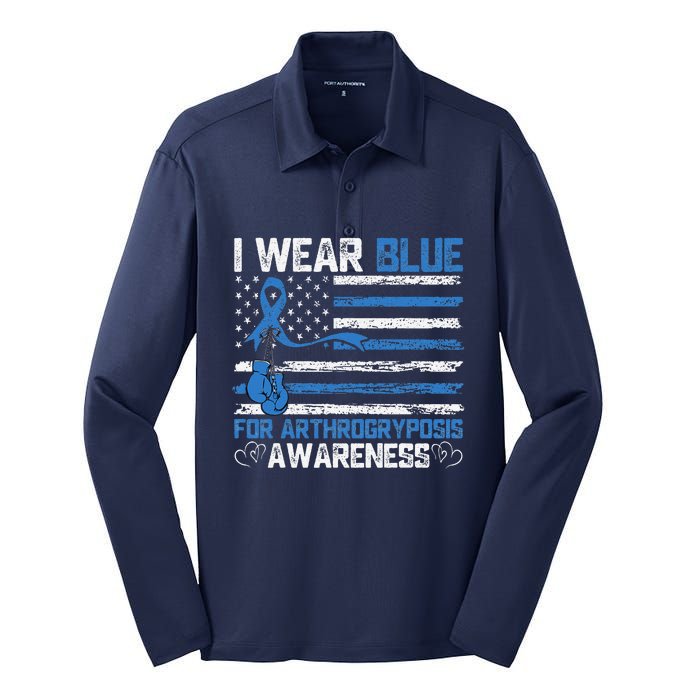 I Wear Blue For Arthrogryposis Awareness Month Silk Touch Performance Long Sleeve Polo