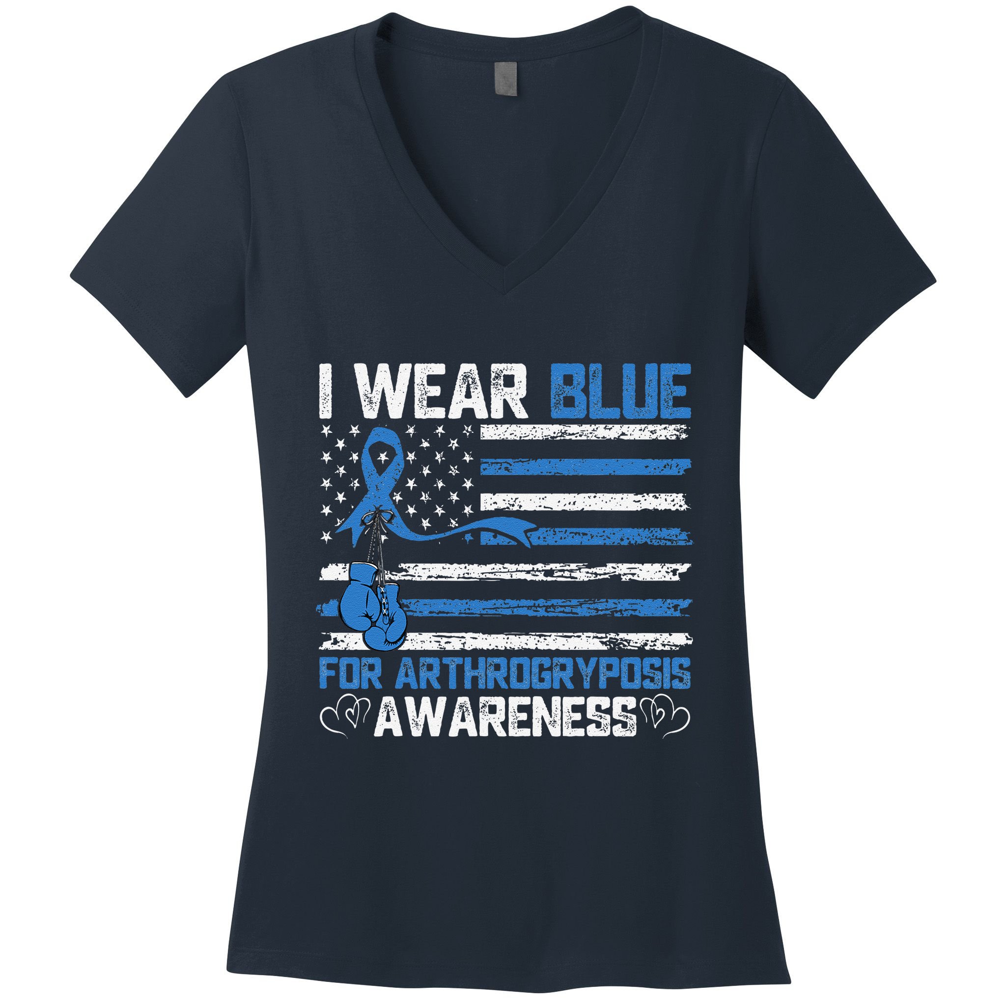 I Wear Blue For Arthrogryposis Awareness Month Women's V-Neck T-Shirt