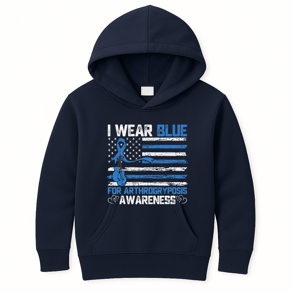 I Wear Blue For Arthrogryposis Awareness Month Kids Hoodie
