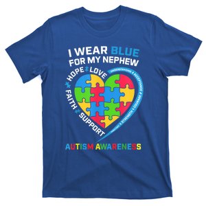 I Wear Blue For My Nephew Autism Awareness Month Uncle Aunt Gift T-Shirt