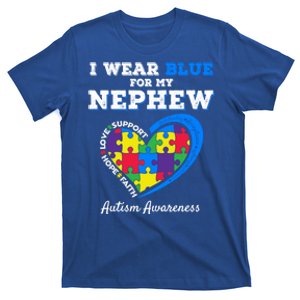 I Wear Blue For My Nephew Autism Awareness Uncle Aunt Puzzle Gift T-Shirt