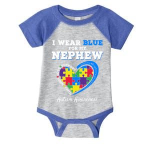 I Wear Blue For My Nephew Autism Awareness Uncle Aunt Puzzle Gift Infant Baby Jersey Bodysuit