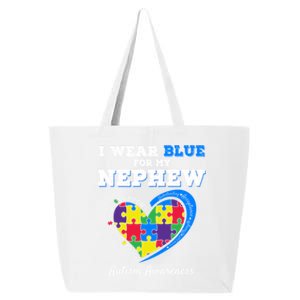 I Wear Blue For My Nephew Autism Awareness Uncle Aunt Puzzle Gift 25L Jumbo Tote