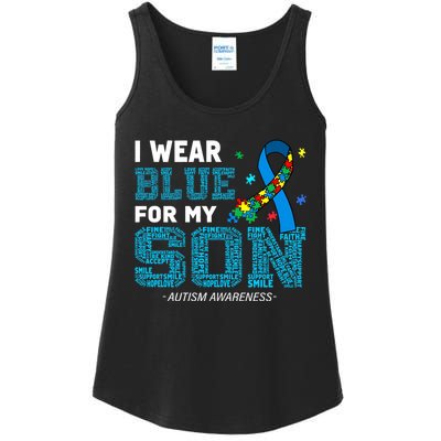 I Wear Blue For My Son Autism Awareness Month Ladies Essential Tank