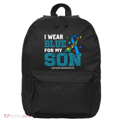 I Wear Blue For My Son Autism Awareness Month 16 in Basic Backpack