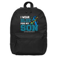 I Wear Blue For My Son Autism Awareness Month 16 in Basic Backpack