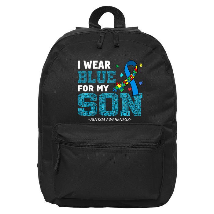 I Wear Blue For My Son Autism Awareness Month 16 in Basic Backpack