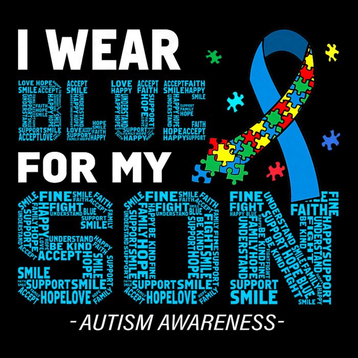 I Wear Blue For My Son Autism Awareness Month 16 in Basic Backpack
