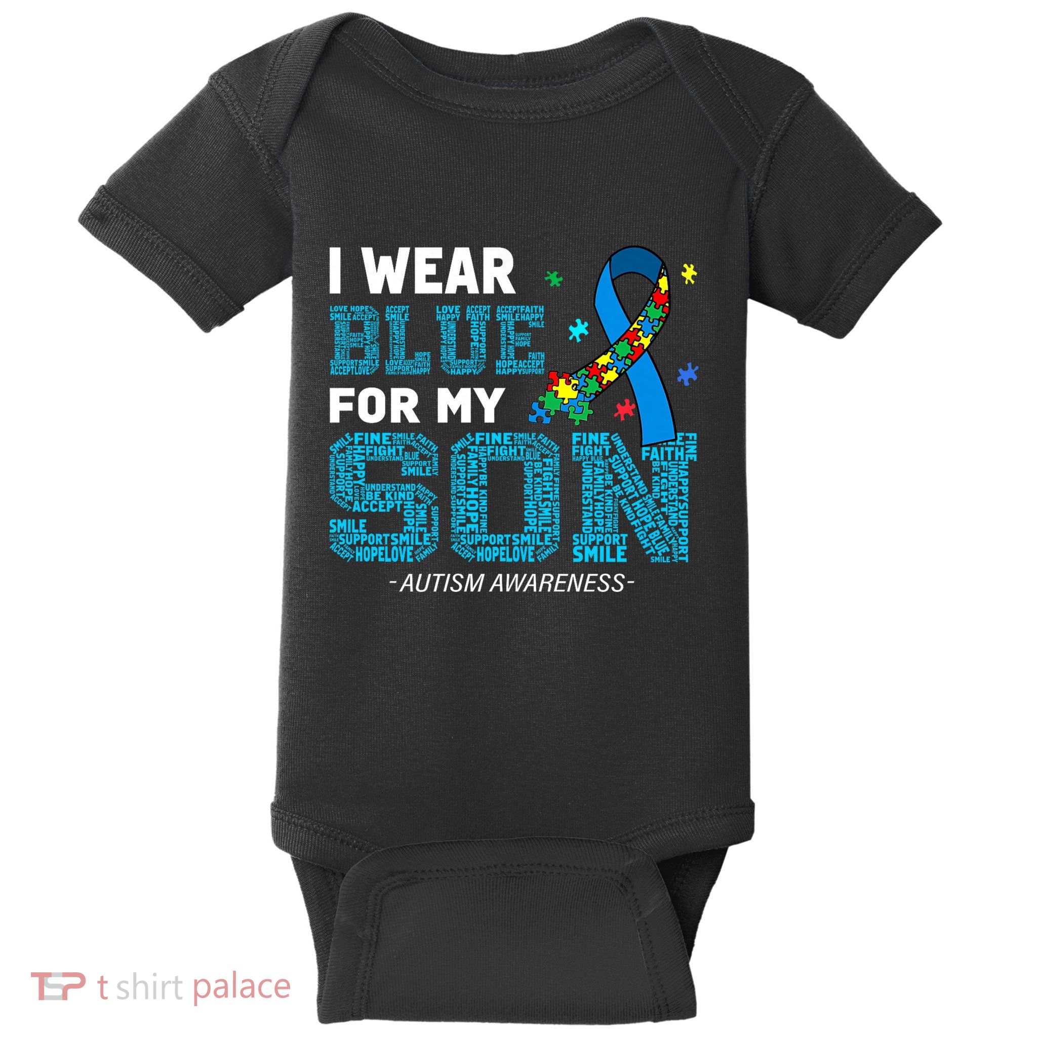 I Wear Blue For My Son Autism Awareness Month Baby Bodysuit