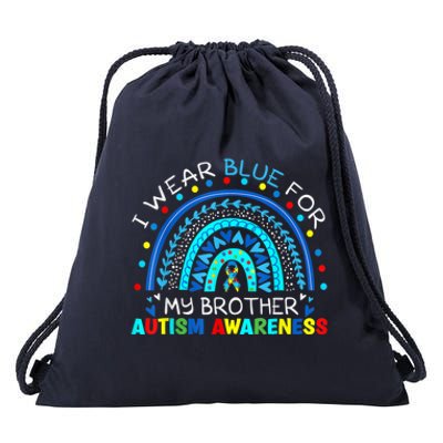 I Wear Blue For My Brother Autism Awareness Rainbow Gift Drawstring Bag