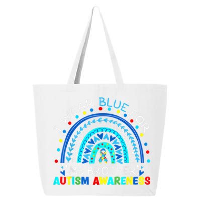 I Wear Blue For My Brother Autism Awareness Rainbow Gift 25L Jumbo Tote