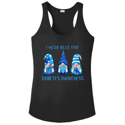 I Wear Blue For Diabetes Awareness Gnomes Peace Love Cure Ladies PosiCharge Competitor Racerback Tank