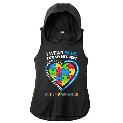 I Wear Blue For My Nephew Autism Awareness Month Uncle Aunt Gift Ladies PosiCharge Tri-Blend Wicking Draft Hoodie Tank