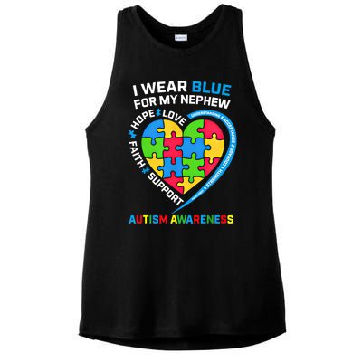 I Wear Blue For My Nephew Autism Awareness Month Uncle Aunt Gift Ladies PosiCharge Tri-Blend Wicking Tank