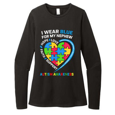 I Wear Blue For My Nephew Autism Awareness Month Uncle Aunt Gift Womens CVC Long Sleeve Shirt