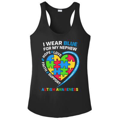 I Wear Blue For My Nephew Autism Awareness Month Uncle Aunt Gift Ladies PosiCharge Competitor Racerback Tank