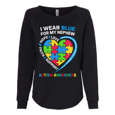 I Wear Blue For My Nephew Autism Awareness Month Uncle Aunt Gift Womens California Wash Sweatshirt