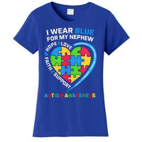 I Wear Blue For My Nephew Autism Awareness Month Uncle Aunt Gift Women's T-Shirt