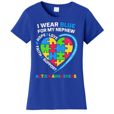 I Wear Blue For My Nephew Autism Awareness Month Uncle Aunt Gift Women's T-Shirt