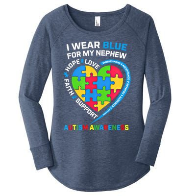 I Wear Blue For My Nephew Autism Awareness Month Uncle Aunt Gift Women's Perfect Tri Tunic Long Sleeve Shirt