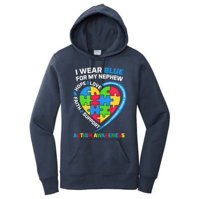 I Wear Blue For My Nephew Autism Awareness Month Uncle Aunt Gift Women's Pullover Hoodie