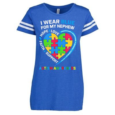 I Wear Blue For My Nephew Autism Awareness Month Uncle Aunt Gift Enza Ladies Jersey Football T-Shirt