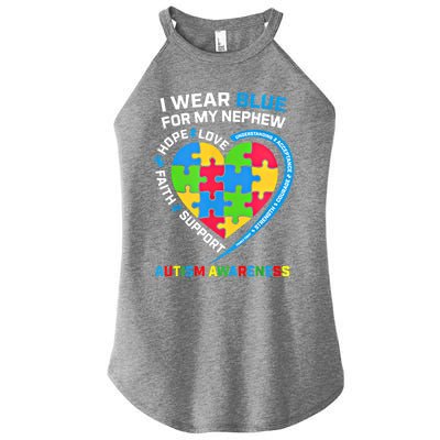 I Wear Blue For My Nephew Autism Awareness Month Uncle Aunt Gift Women's Perfect Tri Rocker Tank