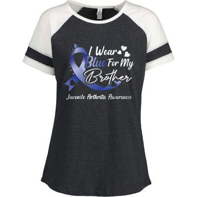 I Wear Blue For My Brother Juvenile Arthritis Awareness Great Gift Enza Ladies Jersey Colorblock Tee