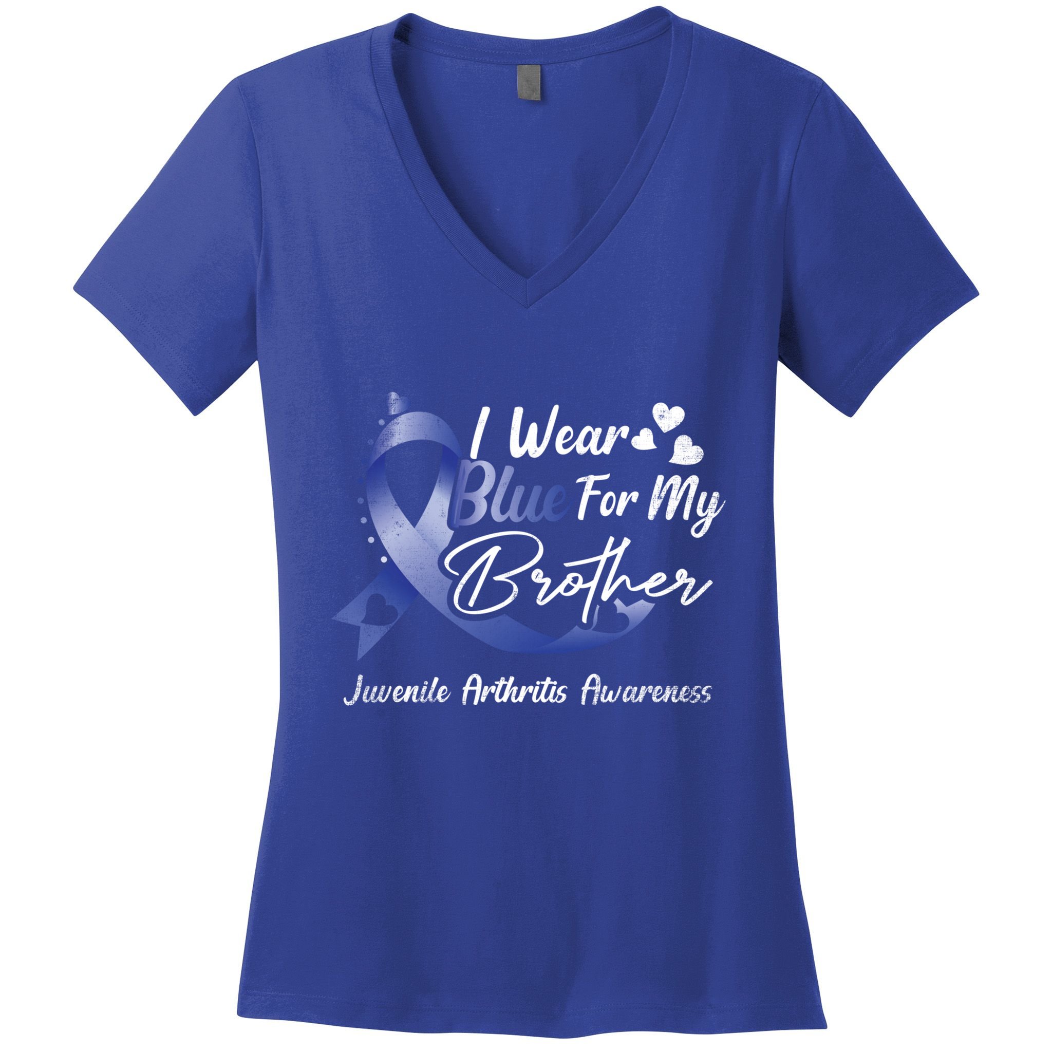 I Wear Blue For My Brother Juvenile Arthritis Awareness Great Gift Women's V-Neck T-Shirt