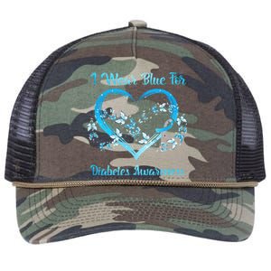 I Wear Blue For Diabetes Awareness MOTHER'S DAY CHRITSMAS Retro Rope Trucker Hat Cap