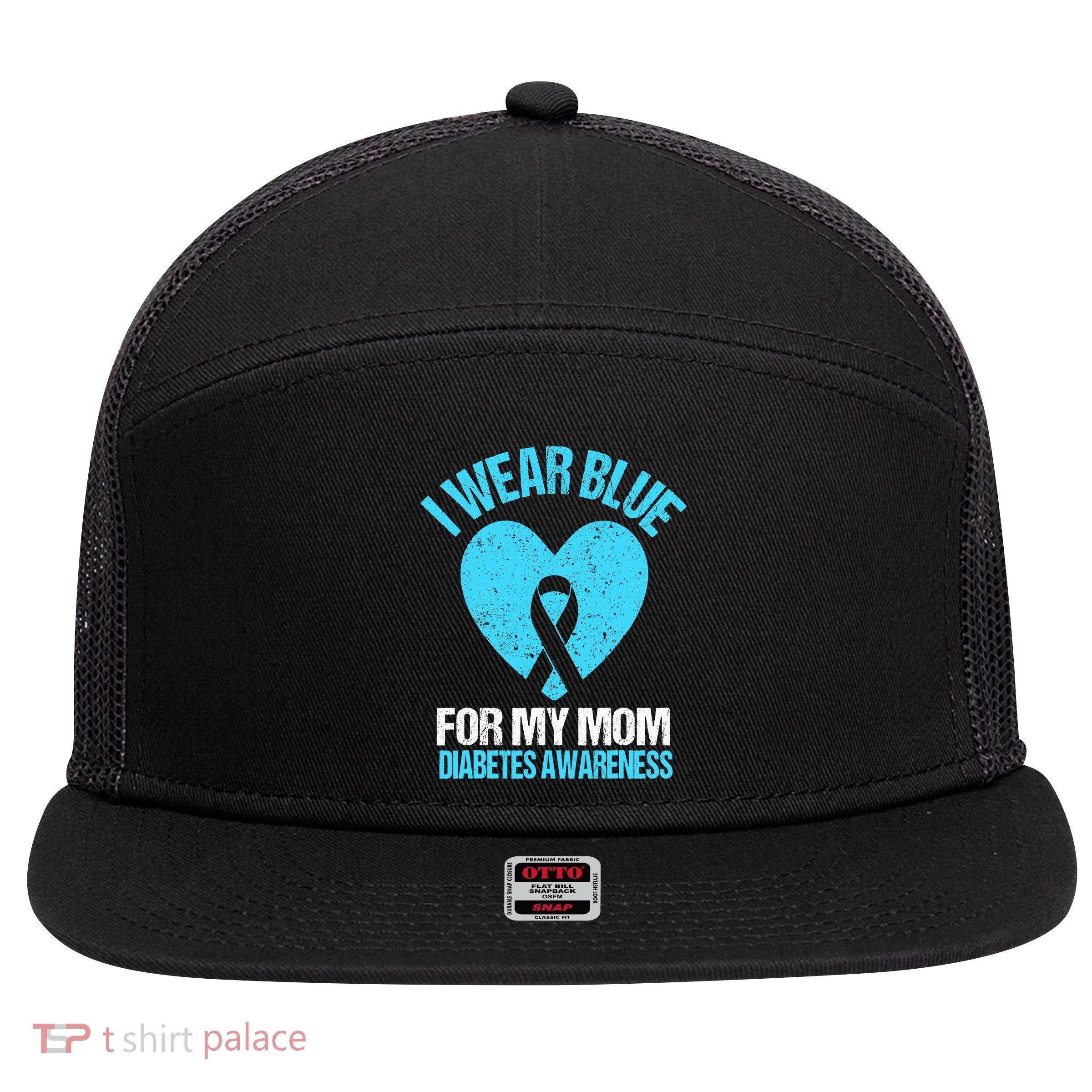 I Wear Blue For My Mom Diabetes Awareness Toddler 7 Panel Mesh Trucker Snapback Hat