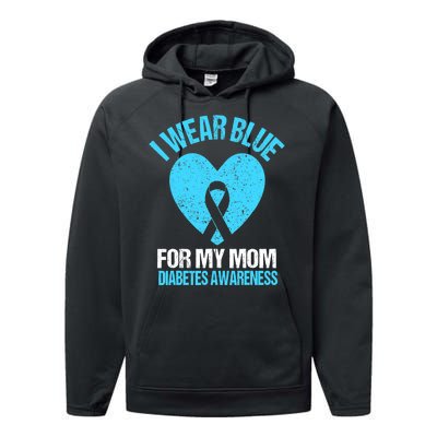 I Wear Blue For My Mom Diabetes Awareness Toddler Performance Fleece Hoodie