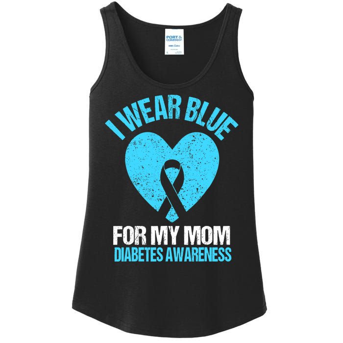 I Wear Blue For My Mom Diabetes Awareness Toddler Ladies Essential Tank