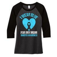 I Wear Blue For My Mom Diabetes Awareness Toddler Women's Tri-Blend 3/4-Sleeve Raglan Shirt