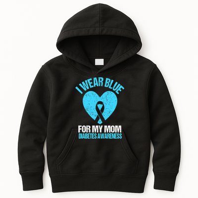 I Wear Blue For My Mom Diabetes Awareness Toddler Kids Hoodie