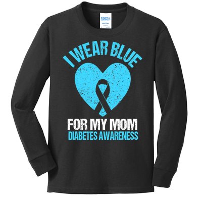 I Wear Blue For My Mom Diabetes Awareness Toddler Kids Long Sleeve Shirt