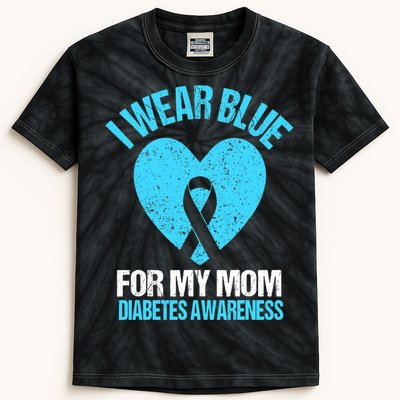 I Wear Blue For My Mom Diabetes Awareness Toddler Kids Tie-Dye T-Shirt