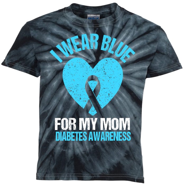 I Wear Blue For My Mom Diabetes Awareness Toddler Kids Tie-Dye T-Shirt