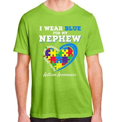 I Wear Blue For My Nephew Autism Awareness Uncle Aunt Puzzle Cute Gift Adult ChromaSoft Performance T-Shirt