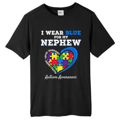 I Wear Blue For My Nephew Autism Awareness Uncle Aunt Puzzle Cute Gift Tall Fusion ChromaSoft Performance T-Shirt